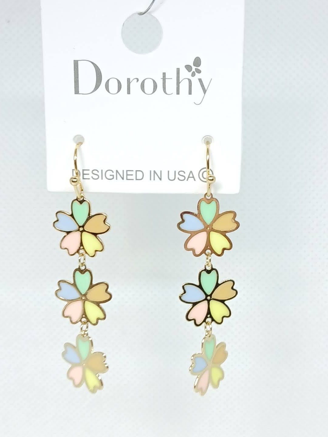 Wildflower Stained Glass Dangle Earrings - Multicolor