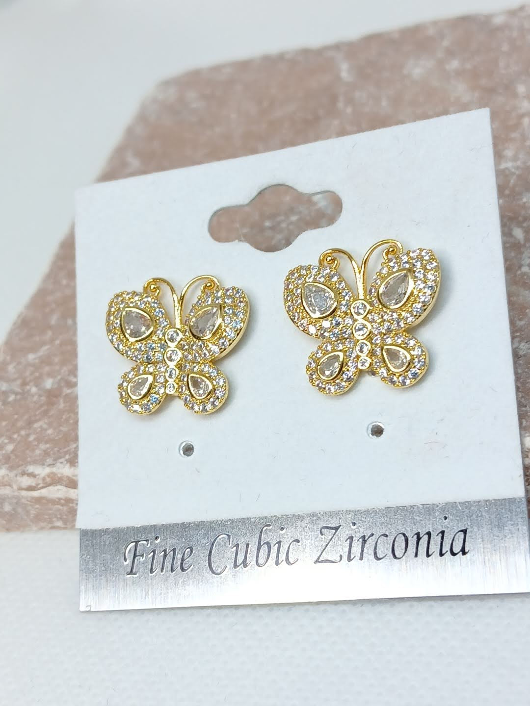 Butterfly Garden Cubic Zironia Earrings - Gold