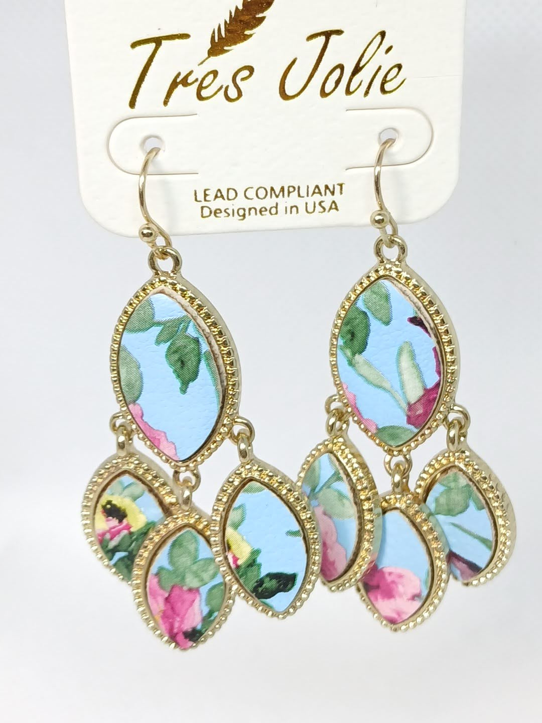 Mosaic Realm Dangle Earrings - Blue Rose