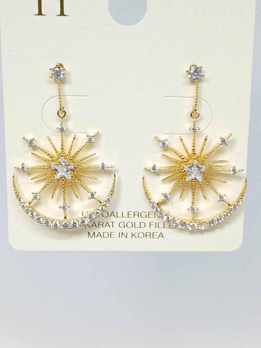 Star & Moon Mysterium Earrings - Gold