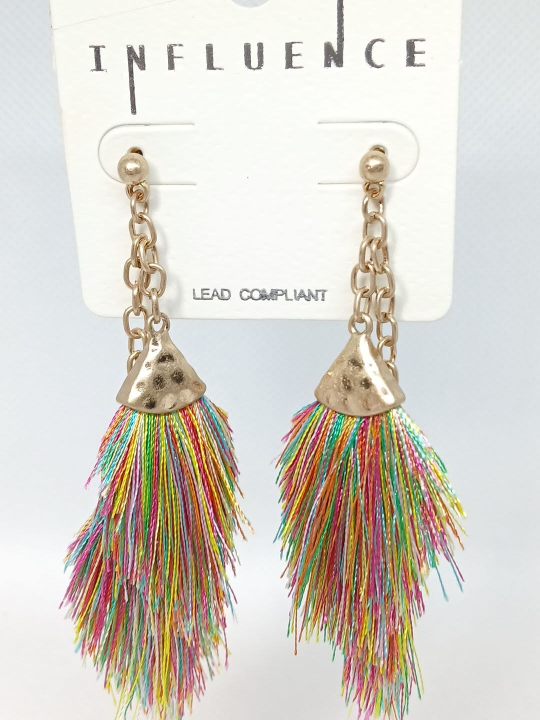 Double Strand Boho Threads Dangle Earrings - Multicolor