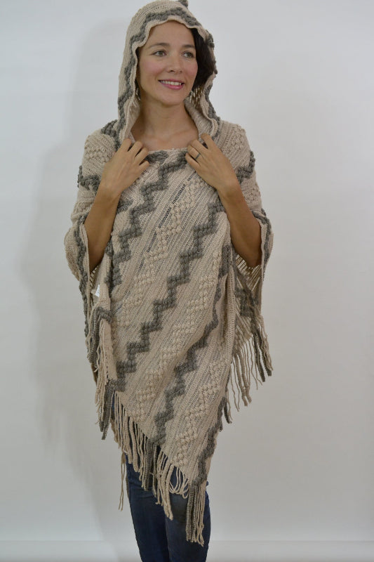 *WINTER CLEARANCE Origami by Vivien Fringe Hoodie Poncho