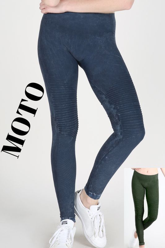 Nikibiki Moto Knee Long Leggings - Denim or Forest Olive