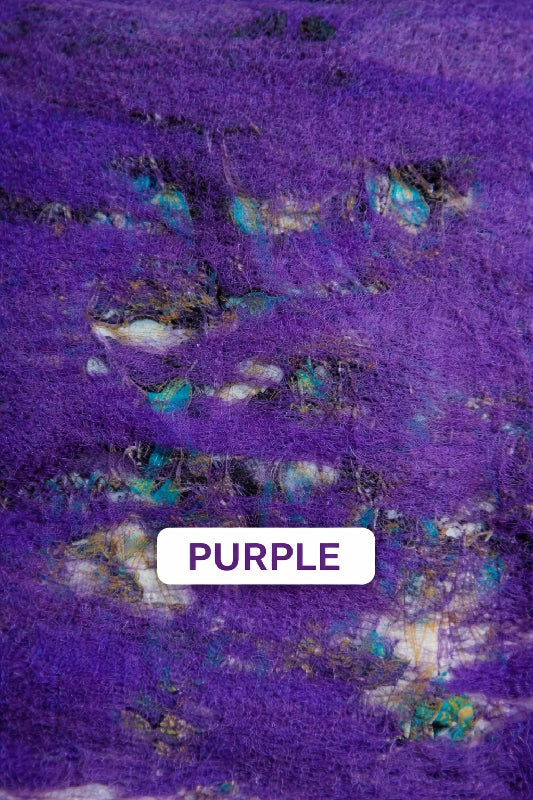 Merino Wool Silk Felt Upcycle Art Sari Scarf - Multiple Colors