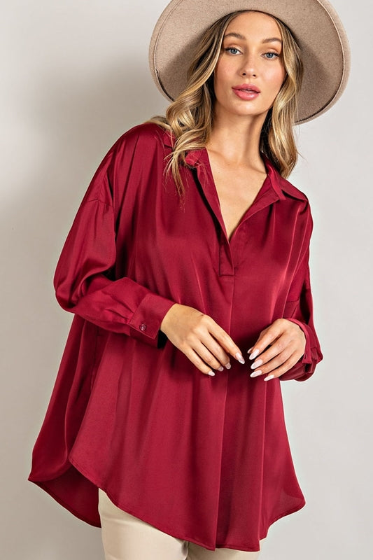 Eesome Fyne & Dandie Satin Loose Blouse - Multiple Colors