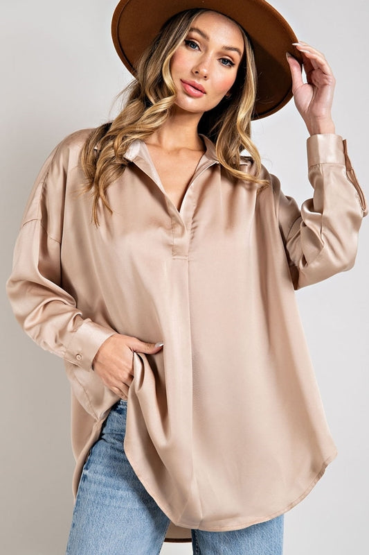 Eesome Fyne & Dandie Satin Loose Blouse - Multiple Colors