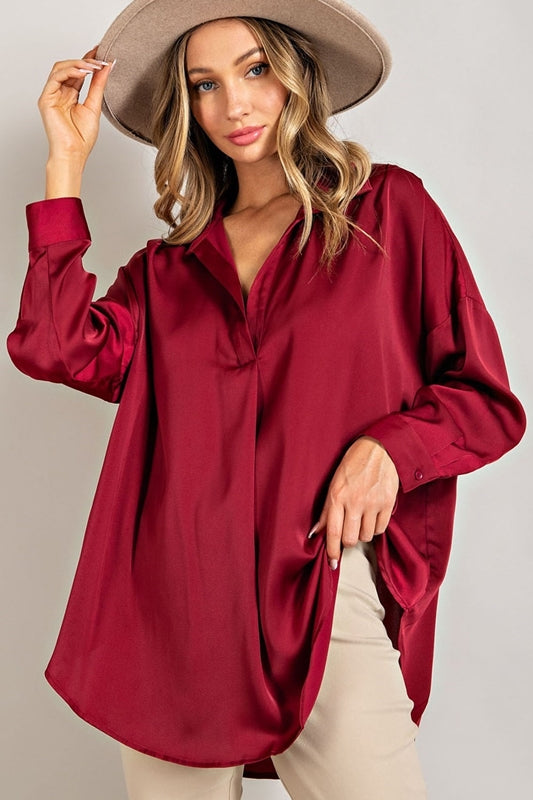 Eesome Fyne & Dandie Satin Loose Blouse - Multiple Colors