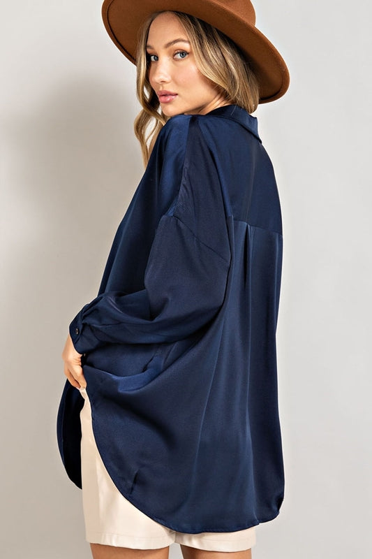Eesome Fyne & Dandie Satin Loose Blouse - Multiple Colors