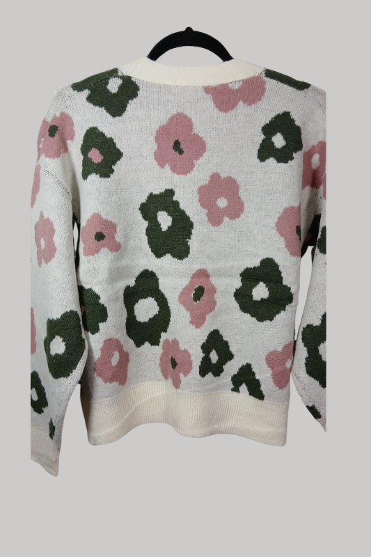 Jacquie the Label Intarsia Cardigan Sweater - Natural