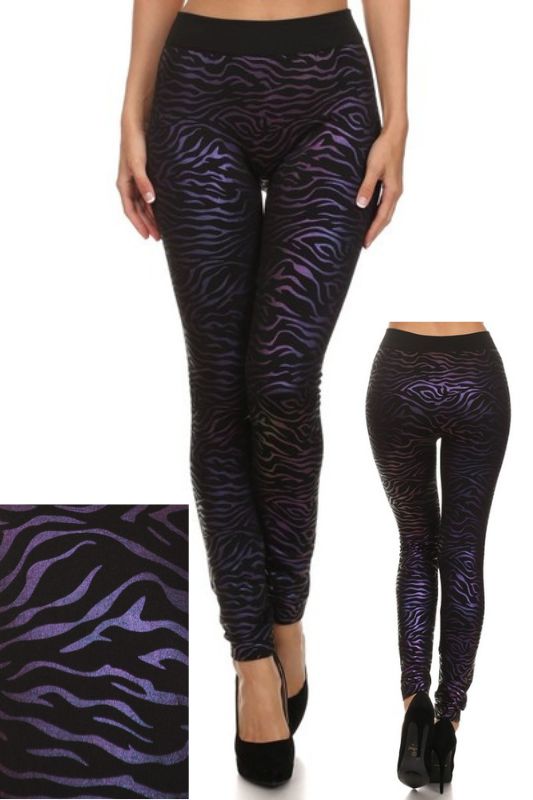 Yelete Fleece Party Leggings - Foil Print