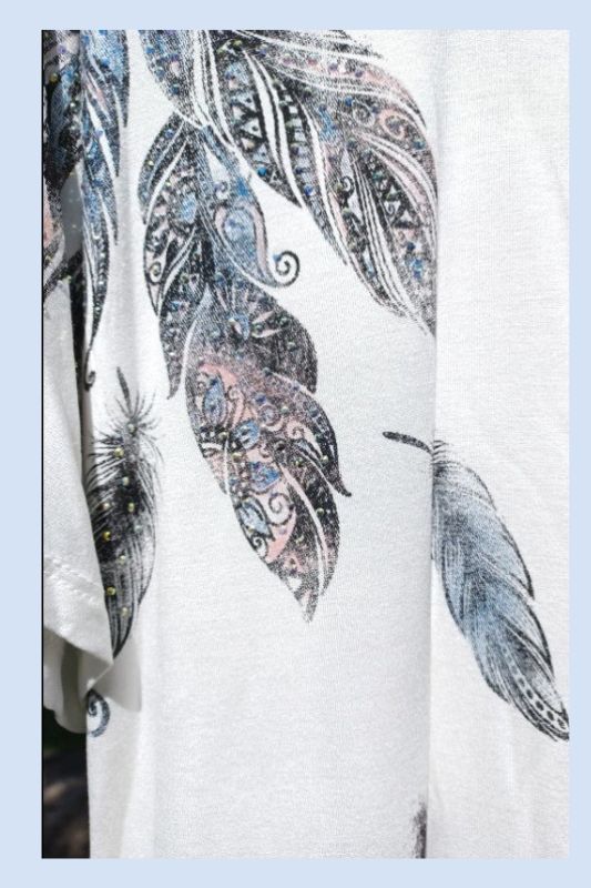 Vocal Cut Out Shoulder Feathers T Shirt - Off White