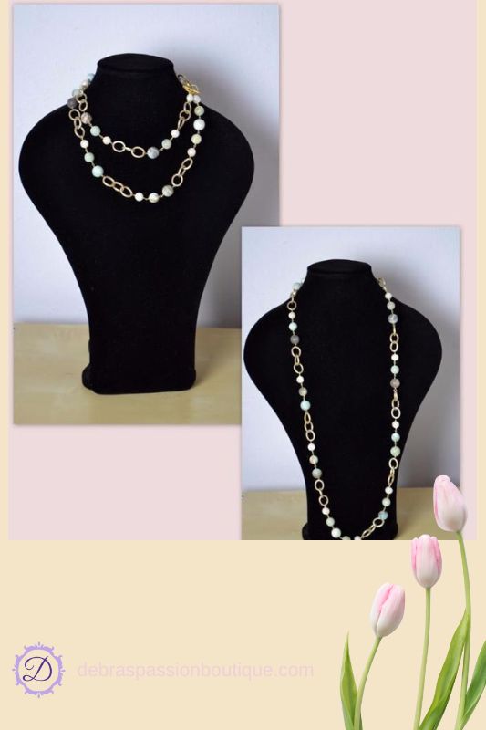 Orange Druzy Amazonite Necklace 38"