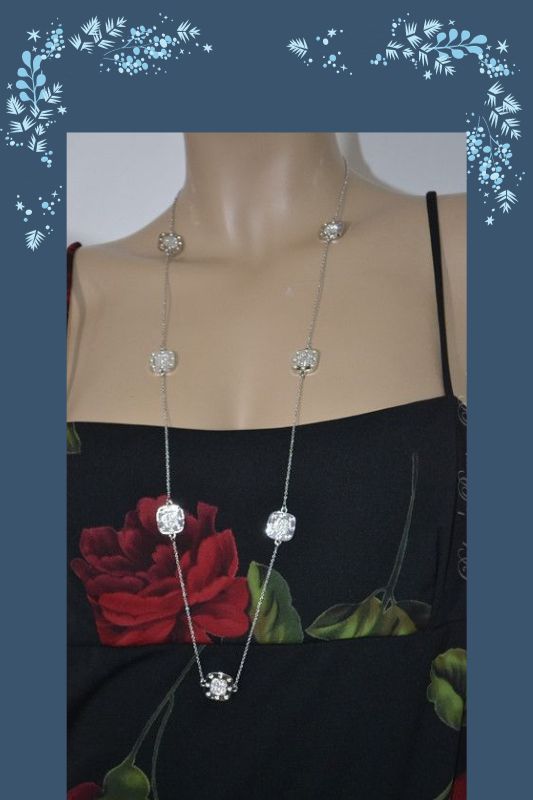 Sparkle Silver Cube Necklace