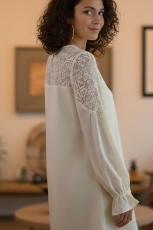 Umgee Sweetheart Lace Dress - Cream