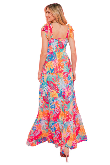 Flying Tomato Tropical Print Dress - Pink Blue