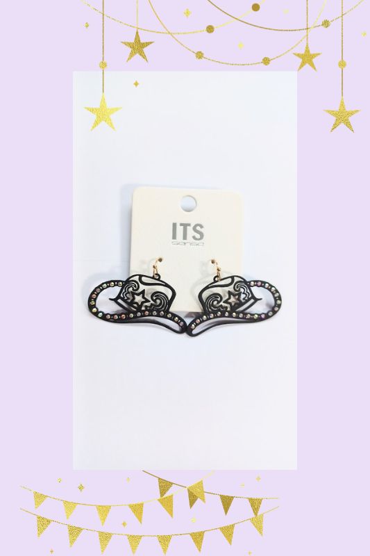 Cutout Cowgirl Hat with Multicolor Rhinestones