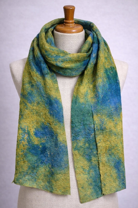 Merino Wool Silk Felt Upcycle Art Sari Scarf - Multiple Colors