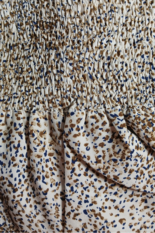 *SALE Kori Ruffle Sleeve Smock Yoke Blouse - Taupe Combo