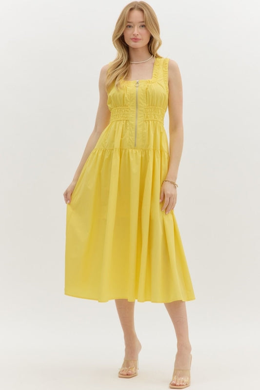 You Are My Sunshine Midi Dress - Lemon Yellow