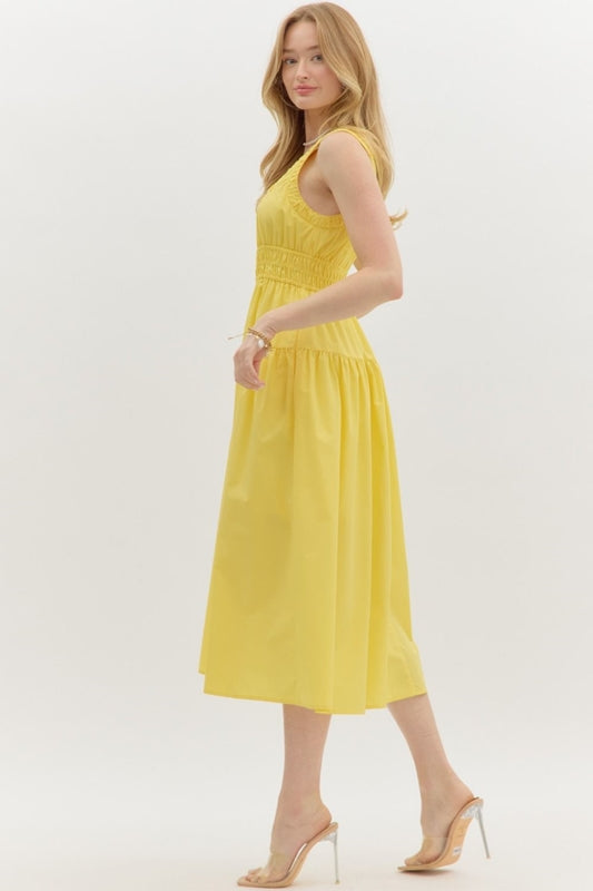 You Are My Sunshine Midi Dress - Lemon Yellow