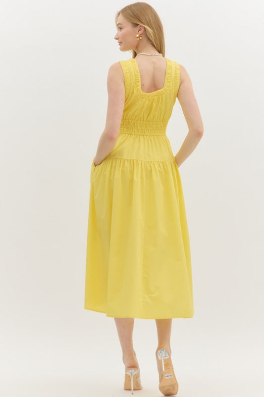 You Are My Sunshine Midi Dress - Lemon Yellow