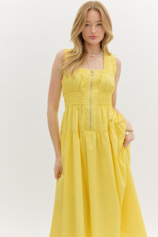 You Are My Sunshine Midi Dress - Lemon Yellow