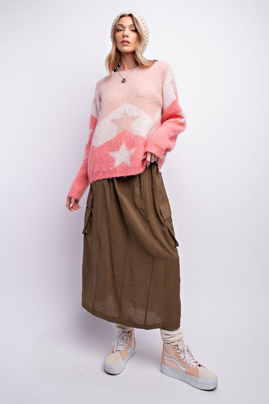 Easel Sweater & Stars Mohair Top - Blush Pink