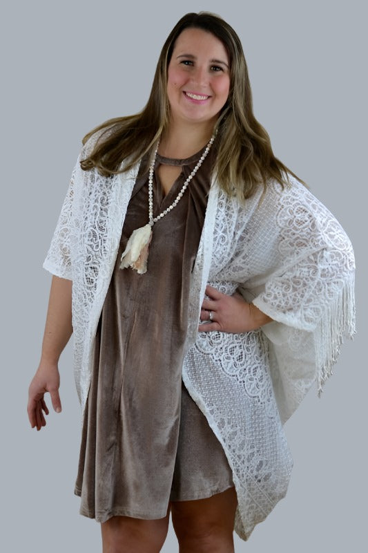 Umgee Keyhole Velvet Dress - Mocha