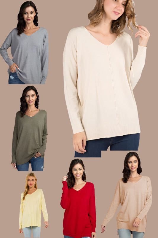 Dreamers Super Soft Stretch V Neck Tunic Top - 6 Colors