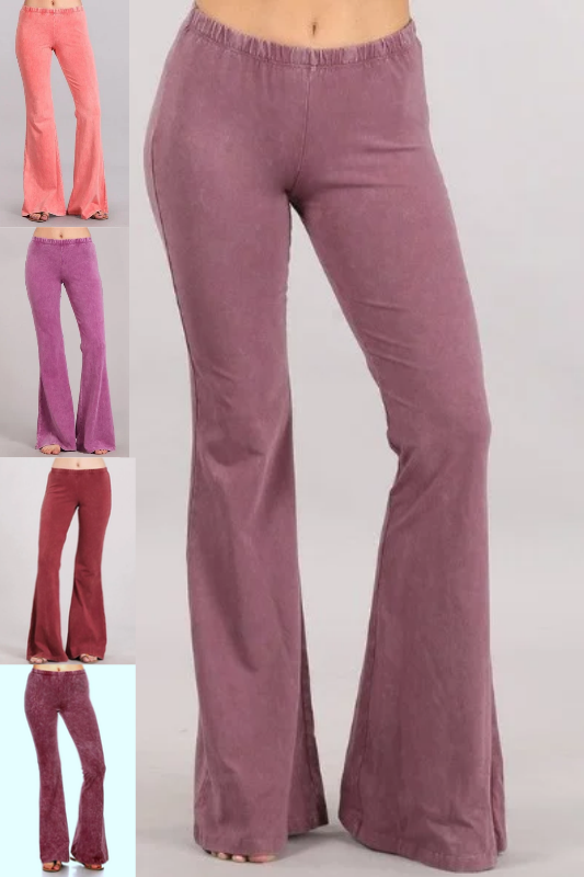 Chatoyant Mineral Wash Bell Bottom Soft Pants - Light Colors