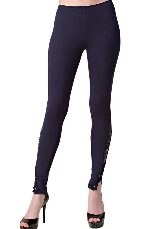 Vocal Vintage Lace & Stones Leggings - Navy