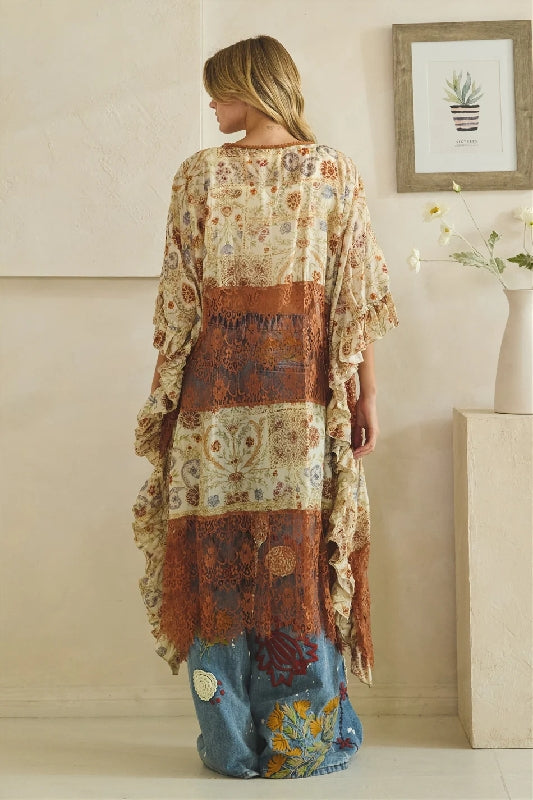 Oli & Hali Copper Patchwork Boho Kimono Duster