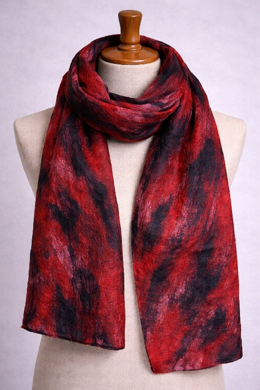 Merino Wool Silk Felt Upcycle Art Sari Scarf - Multiple Colors