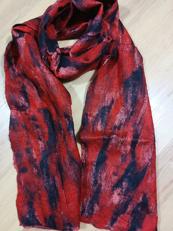 Merino Wool Silk Felt Upcycle Art Sari Scarf - Multiple Colors
