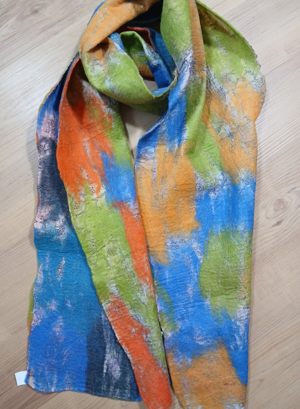 **SALE Silk/Wool Felt Upcycle Nepal Sari Scarf - Multiple Colors