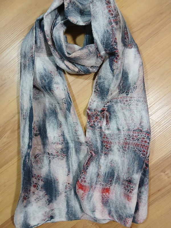 **SALE Silk/Wool Felt Upcycle Nepal Sari Scarf - Multiple Colors