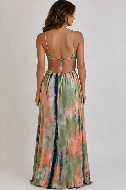 Bear Dance Open Back Maxi Dress Tie Dye
