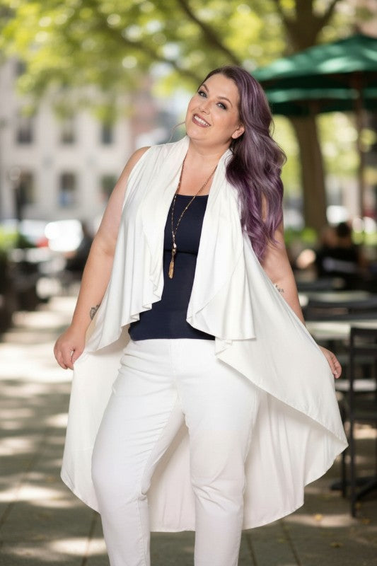 Shawl Dawls Long Hi Lo Shawl Vest - Ivory or Lime