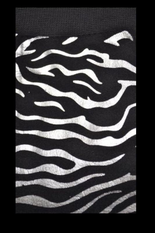 Yelete Fleece Party Leggings - Foil Print Silver/Black