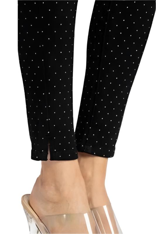 Kancan Cotton Blend Short Skinny Dot Pants - Black