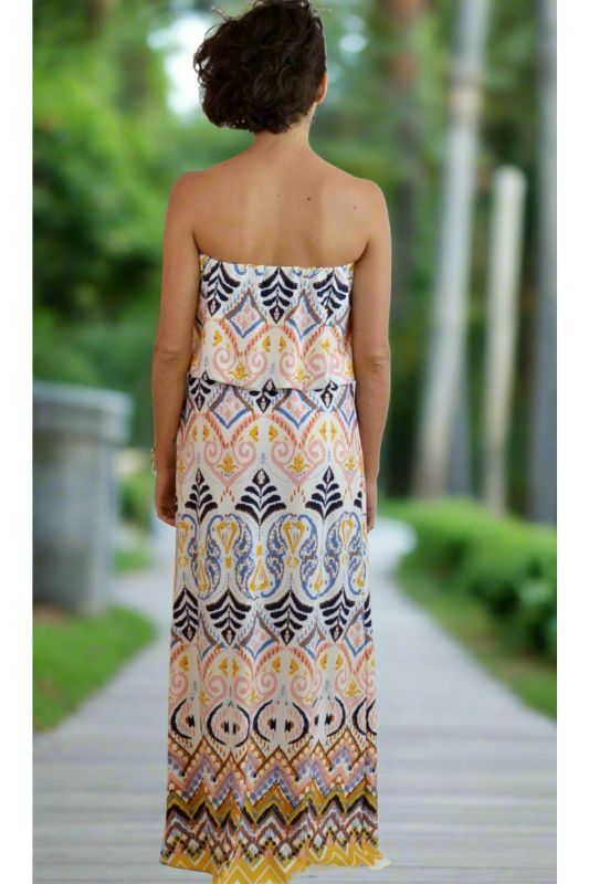 Ces Femme Strapless Dress - Mustard Navy