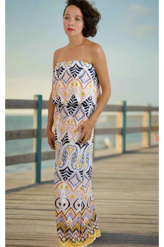 Ces Femme Strapless Dress - Mustard Navy