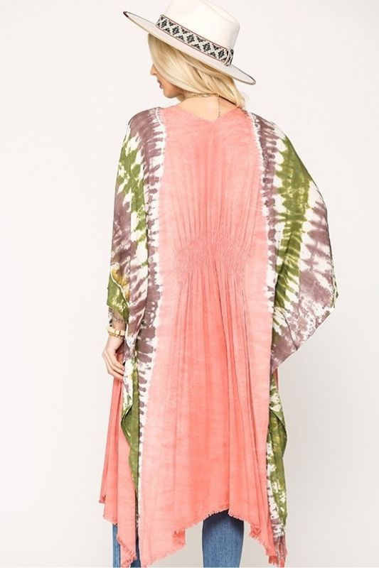 Gigio Tie Dye Kimono - Coral