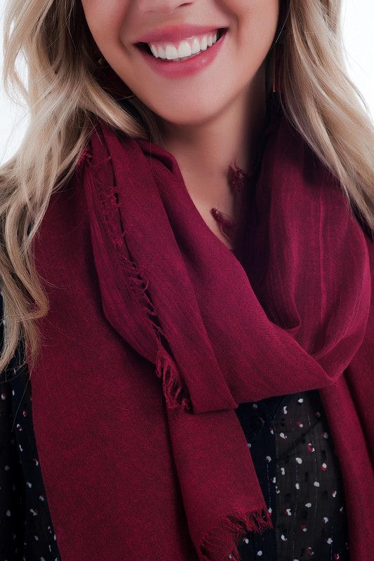 Vintage Fringe Scarf – Soft Modal Wrap (Maroon)