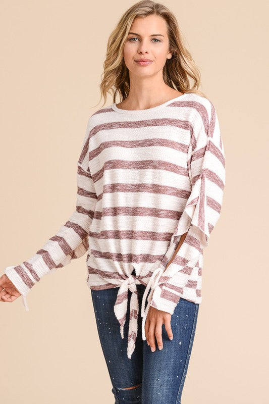 Doe & Rae Flutter Sleeve Stripe Top - 2 Colors