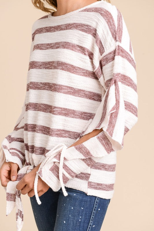 Doe & Rae Flutter Sleeve Stripe Top - 2 Colors
