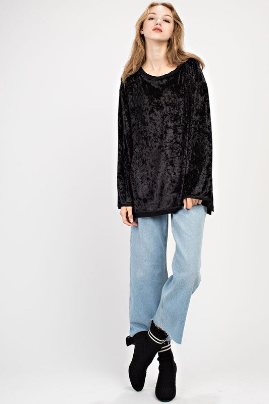 Mittoshop Crush Velvet Top - Black