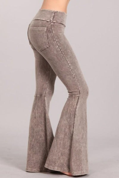 Chatoyant Back Pocket French Terry Bell Bottom Pants