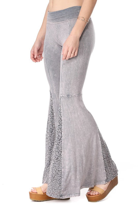 T-Party Mermaid Lace Bell Bottom Pants - Gray