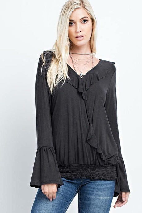 Passion Ruffle Top - Black or Dusty Purple